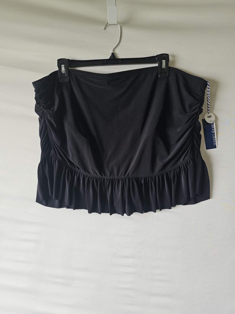 Sonnet Shores Black Ruched Swim Skirt with Attached Brief - Plus Size 22W - NWT